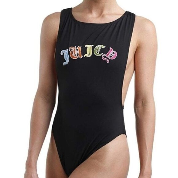 NWT Juicy Couture Black One Piece Size Small Hipster Bathing Suit - Picture 1 of 6